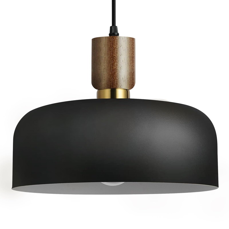 11.6" Modern Black Hanging Light,Large Pendant Light for Kitchen Island,Solid