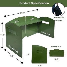 Stove Windscreen - Folding Camping Stove Windshield 4 Plates Stainless Steel Stove Windscreen with Shelf Board for Outdoor, Picnic, Backpacking and Cooking Green