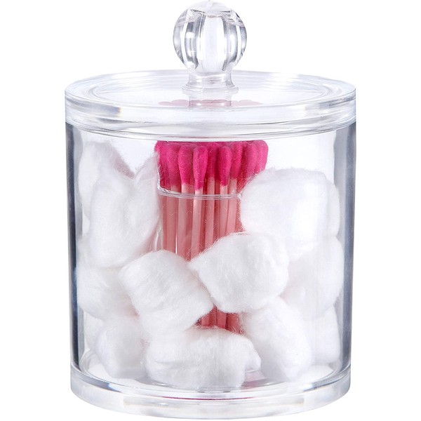 PuTwo Makeup Organizer Bathroom Storage Multifunction Organizer Cotton Balls and Cotton Buds Holder - Small Round