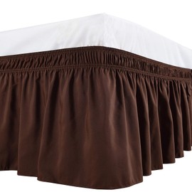Elegant Decor 1 Wrap Around Bed Skirt - 650 TC 100% Egyptian Cotton - Easy Fit Adjustable Elastic 11 Inch Drop Ruffle Skirt - Hotel Quality, Wrinkle and Fade Resistant Bed Skirt - Full (Chocolate)