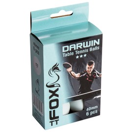Fox TT Darwin 3 Star Table Tennis Balls (Pack of 6) - White, one size, FTT103