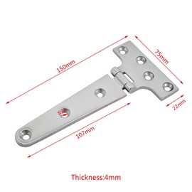 JT-HLM 2 PCS Marine Grade T Hinges 6"(L) x 3"(W) 316 Stainless Steel Heavy Duty Casting Boat Hinges