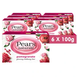 Pears Naturalé Soap Bar - Pomegranate Glowing Bathing Bar with Pure Glycerin, Mild & Gentle Cleansing Formula for Daily Skin Radiance, Ideal for Hydrating Face, Body, and Hands - 100 g (Pack of 6)