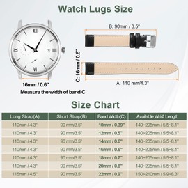 sourcing map Leather Watch Bands for Men and Women, 18mm Quick Release Watch Strap Replacement, Flat Thin Elegant Leather Strap with Tools, Black