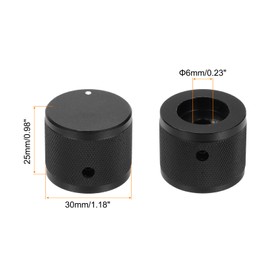 sourcing map 4 Pcs Aluminium Potentiometer Knobs, 1/4" (6mm) Universal Volume Tone Control Knobs with Round Dot Indicator for Guitar, Bass, 1" Black