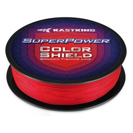 KastKing Superpower ColorShield Braided Fishing Line, Red, 10LB, 300Yards