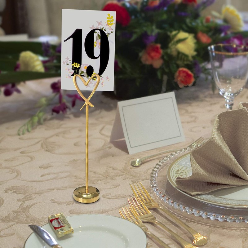 5pcs Heart Shape Clip Place Cards Holder, Menu Holders for