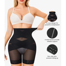 Nebility Shapewear Tummy Control Body Shaper High Waisted Butt Lifting Panties Shapewear Shorts Thigh Slimmer Black