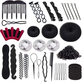 Hair Styling Set - DIY Braiding Accessories, Magic Fast Spiral Hair Braid Tool for Women and Girls (Black)