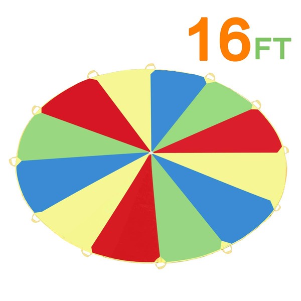Sonyabecca Parachute, Play Parachute 16ft with 12 Handles for Kids
