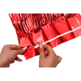 2pcs Metallic Tinsel Foil Fringe Curtain, Shiny Hanging Streamers, Long Strands Decoration, Colourful Sparkle, Photo Booth Backdrop (Red, 1m Width x 2m Height)