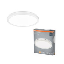 LEDAVANCE ORBIS Ultra Slim Deckenleuchte 235mm, weiß, 15W, 1640lm, homogenes, warmweißes Licht (3000K) + Hintergrundlicht, dreistufige Dimmbarkeit über Wandschalter, ultraflach, Schutzklasse IP20