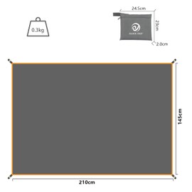 Tent Sheet, Ground Sheet, Waterproof Index 3,000 mm, Lightweight, Storage Bag Included, Outdoors, Camping, Mountain Climbing, Picnics, Silver, 57.1 x 82.7 in (145 x 210 cm)