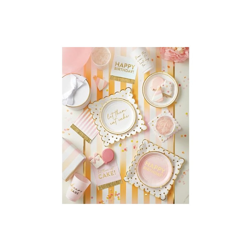 Slant Collections 8-Count Disposable Dinner Size Square Scalloped Paper Plates,