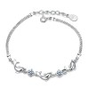 Women Sterling Silver Bracelet Dolphin Link Cubic Zirconia Crystal Gift