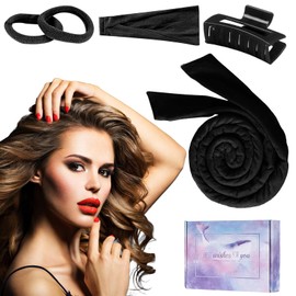 Locken Ohne Hitze,Rutschfest DIY Hair band Set in, Lockenwickler Über Nacht für Langes Haar (Schwarz 1 set, Für Lange & Kurze Haare)