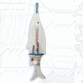 HS Wood Fish Nautical Thermometer