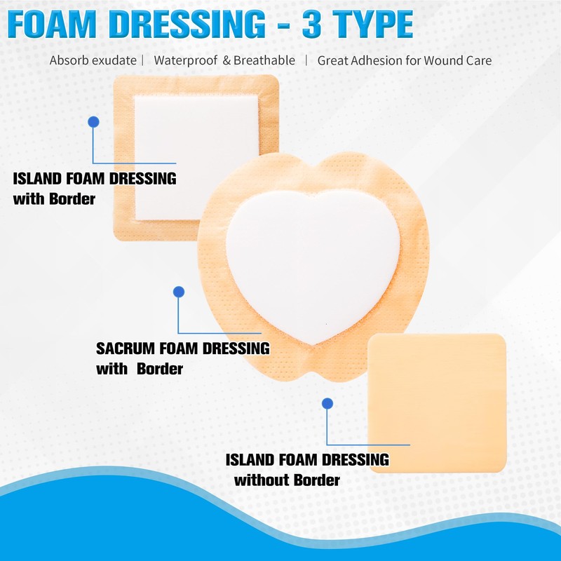 10 Pack Silicone Foam Dressing with Border, 3x3 Inch Bandage