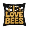 I Love Bees Cute Honeybee Lovers Statement Throw Pillow