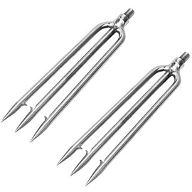 2PCS Stainless Steel Fishing Harpoon 3 Prong Fishing Gig Gaff Hook with 8mm Screw for Outdoor Fishing Tackle for Outdoor Fishing Tackle Catching Fish Frog in River Lake-Capable