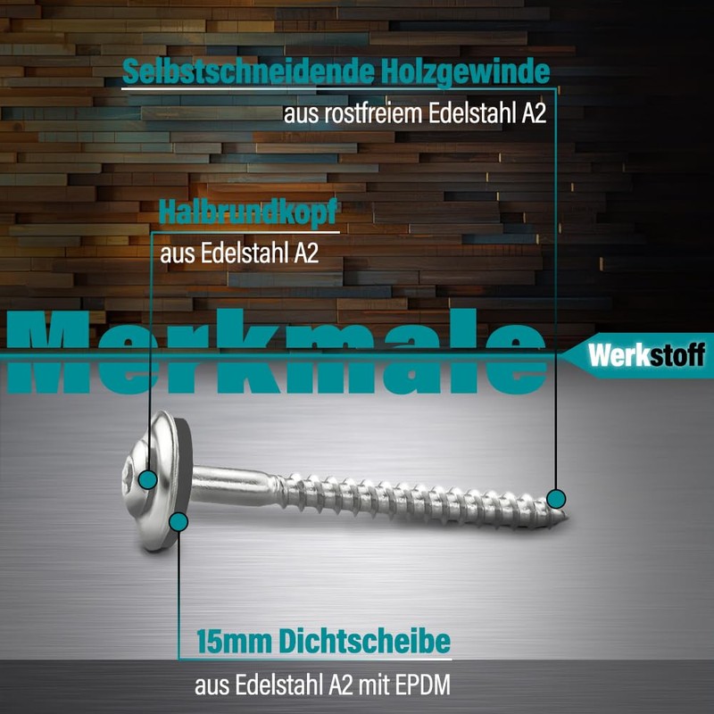 Vooxa Pack of 100 Stainless Steel A2 Spenkrader Screws 4.5