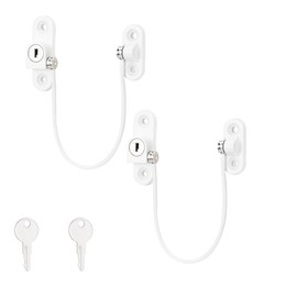 2 PCS Window Restrictors WODSTA Window Locks Child Safety with Screws and Key 185mm Long Window Restrictors Locks Zinc Alloy Pets & Baby Safety Security Wire Window Locks Child Safety for Most Window