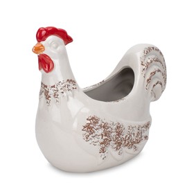 Drew Derose 39532 Farmhouse Distressed White Rooster 11 x 9.75 Ceramic Countertop Kitchen Utensil Crock Holder