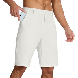 SNOWTEN Men's Classic Fit 11 Inch Golf Shorts Lightweight Quick-Dry Stretch Fabric with 4 Pockets for Hiking Casual Work Cream White 40