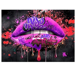 DCIDBEI Diamond Painting Lips Neon 40 x 30 cm Diamond Painting with Neon Stones Diamond Painting Adult Glitter Picture Make Yourself Adult Diamond Painting Pop Art Glitter Mosaic