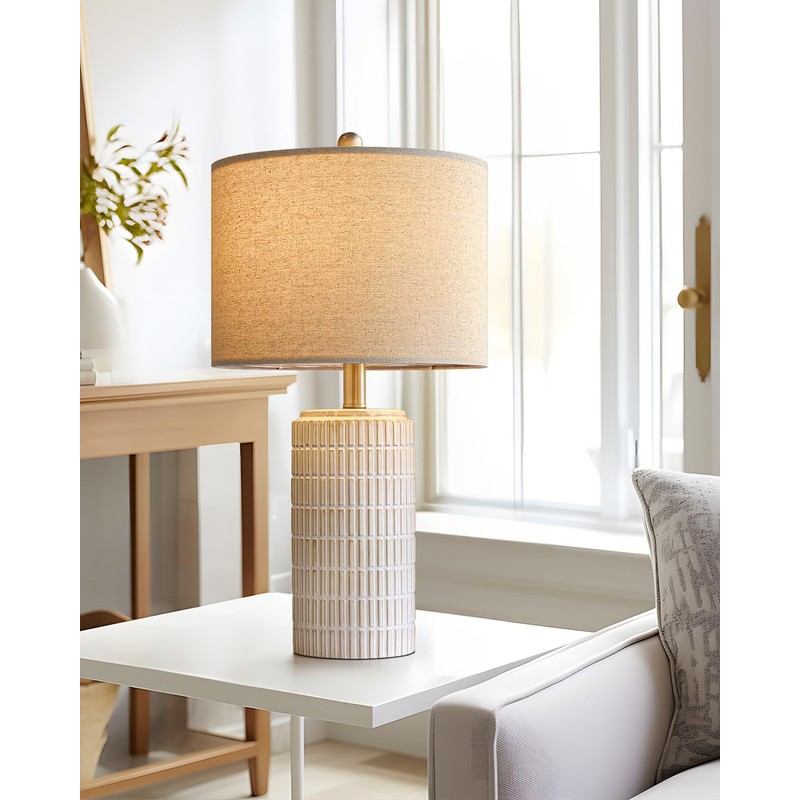 PoKat 23'' Bedside Table Lamp for Bedroom Nightstand - Ceramic