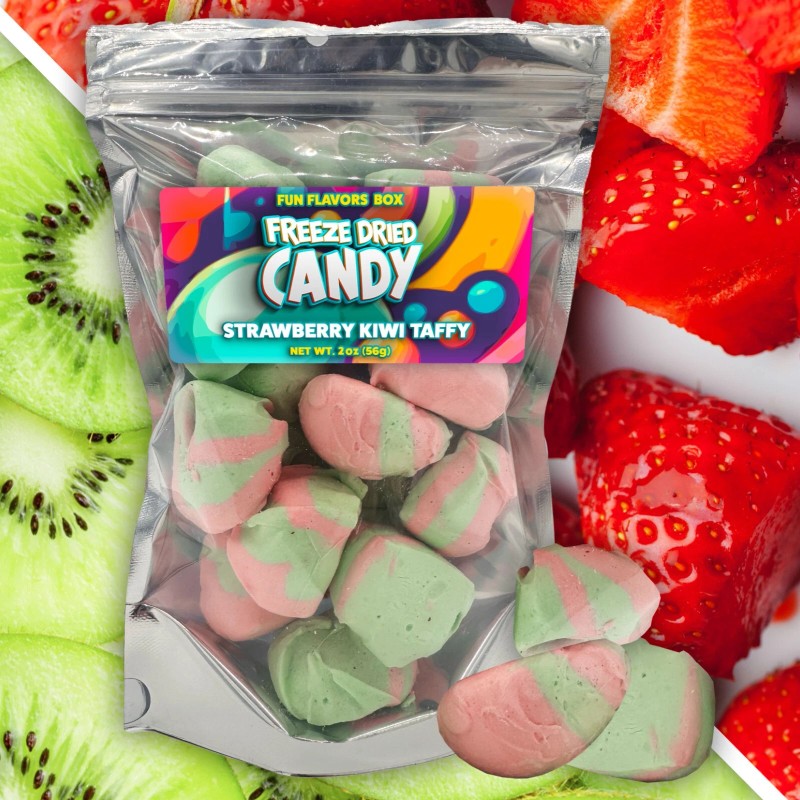 Fun Flavors Box Freeze Dried Candy Strawberry Kiwi Taffy Crunch