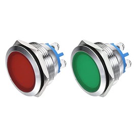 MECCANIXITY Indicator LED Light 110V 22mm M22 Panel Mount Metal Waterproof Signal Lamp with O Ring, Red Green 1 Set