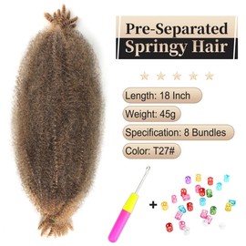 Marley Twist Braiding Hair 18 Inch Spring Twist Hair Passion Twist Hair Marley Hair for Soft Locs Crochet Hair for Black Women Kinky Twist Hair for Braiding Hair Extensions. (T27#, 18 Inches)