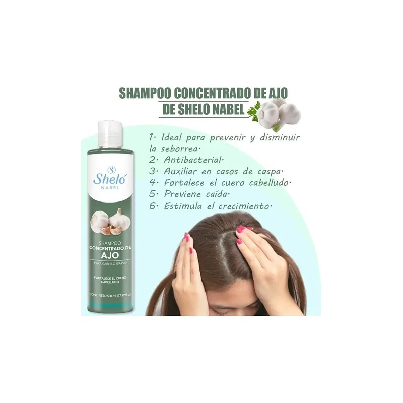 Shampoo Adiós Caspa + Ajo 100% Eficaz / Sheló Nabel