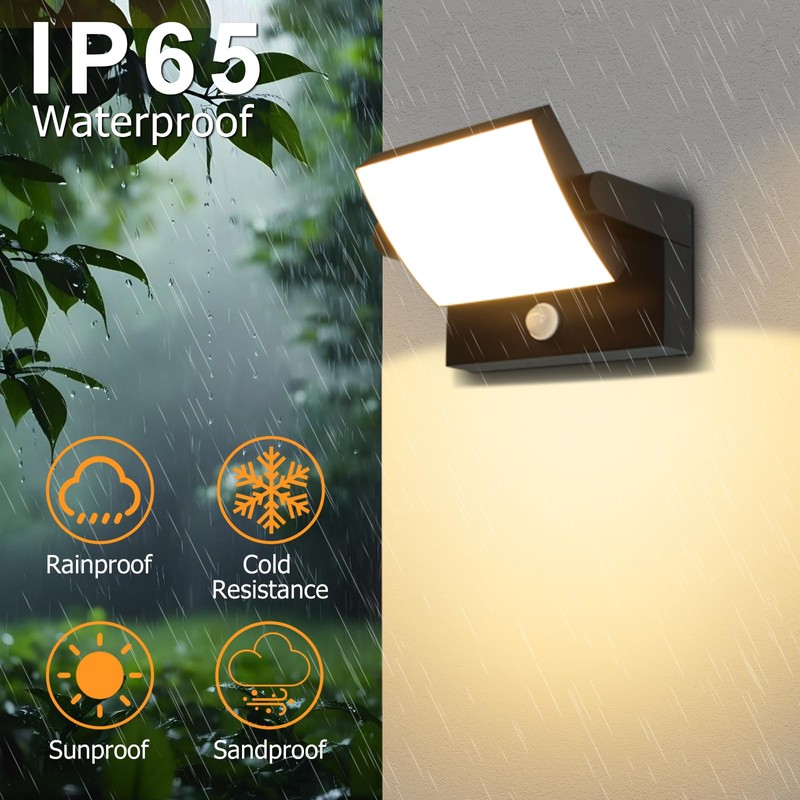 Angestlite Motion Sensor Outdoor Wall Light 18W IP65 350°Rotatable 3000K