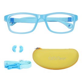 BiBiBear Kids Glasses, Ultra Flexible 180° Unbreakable TR90 Frame, Lightweight Secure Fit for Boys & Girls (Ages 2-5) (Blue（new）)