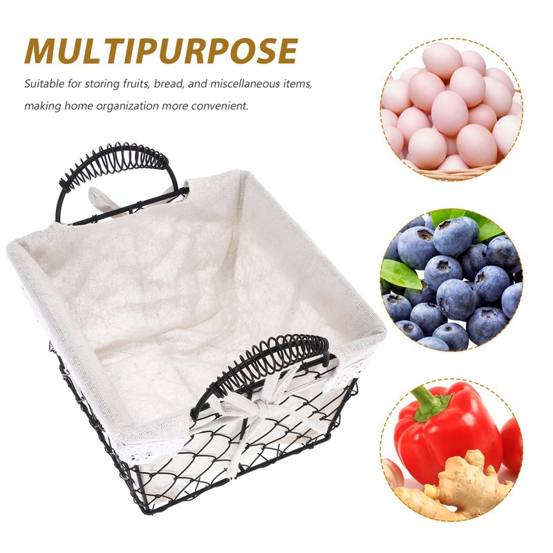 TOVINANNA Bread Serving Basket Liner Iron Wire Storage Basket for