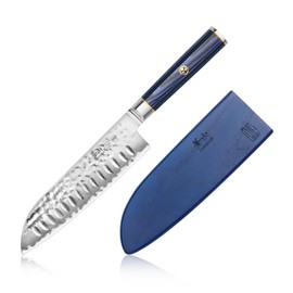 Cangshan Kita Series High Carbon X-7 Damascus Steel Santoku Knife with Sheath 7-Inch, 501424