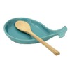 Ceramic Spoon Rest for Kitchen with Wooden Spoon, Whale Shape,