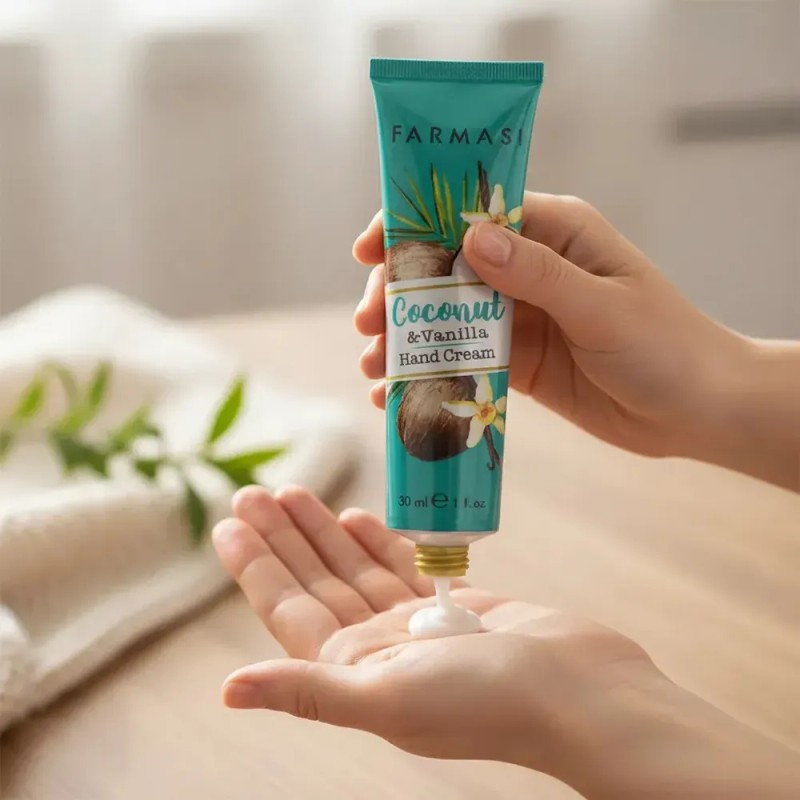 Crema Para Manos Coco Y Vainilla Farmasi, 30mls