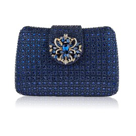 Bolso de noche único con diamantes de imitación brillantes para mujer, DAzul