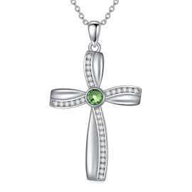 REDSUN Cross Necklace for Women 925 Sterling Silver Cubic Zirconia Cross Pendant Necklace Infinity Cross Religious Jewellery Christian Gifts for Women Girls, Sterling Silver