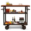 Industrial Bar Cart, Serving Cart with Wheels and Handle, 3-Tier