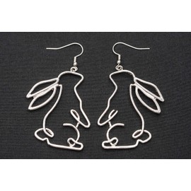 Miniblings Rabbit Easter Outline Silhouette Silver Original Fashion Jewellery Earrings Silver-Plated, Metal