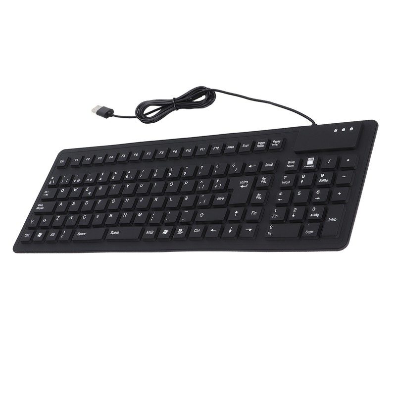 Keyboard 108 Key Spanish USB Wired Portable Foldable Quiet Waterproof