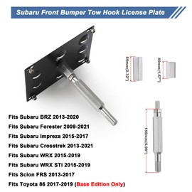 CNSPEED Front Bumper Tow Hook License Plate Mount Relocator Bracket Mounting Bolt Adapter Kit for Subaru BRZ Forester Crosstrek WRX STi Impreza Scion FRS Toyota 86