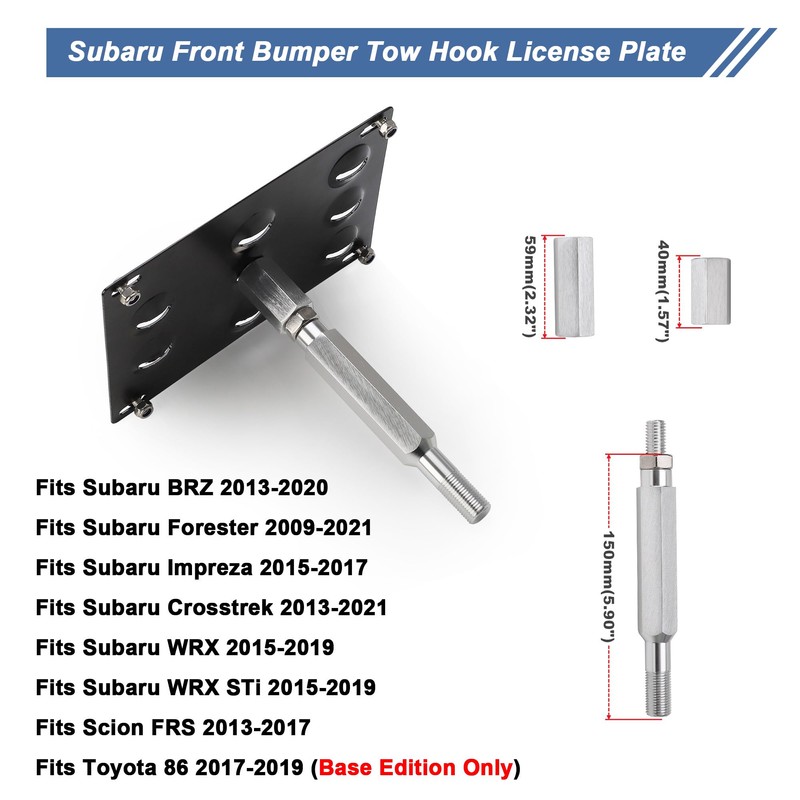 CNSPEED Front Bumper Tow Hook License Plate Mount Relocator Bracket