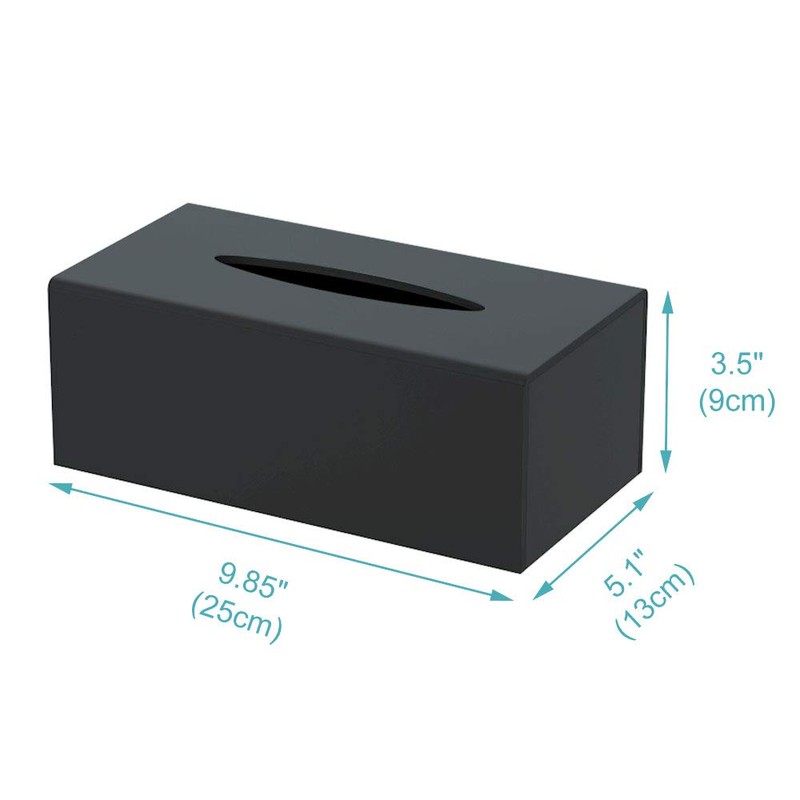 HIIMIEI Acrylic Tissue Box Cover Black Tissue Holder Napkin Dispenser