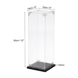 QUARKZMAN Acrylic Display Case, 4 x 4 x 12 Inch Clear Display Box Construction Dustproof Display Box Storage Organiser for Collectibles Action Figures