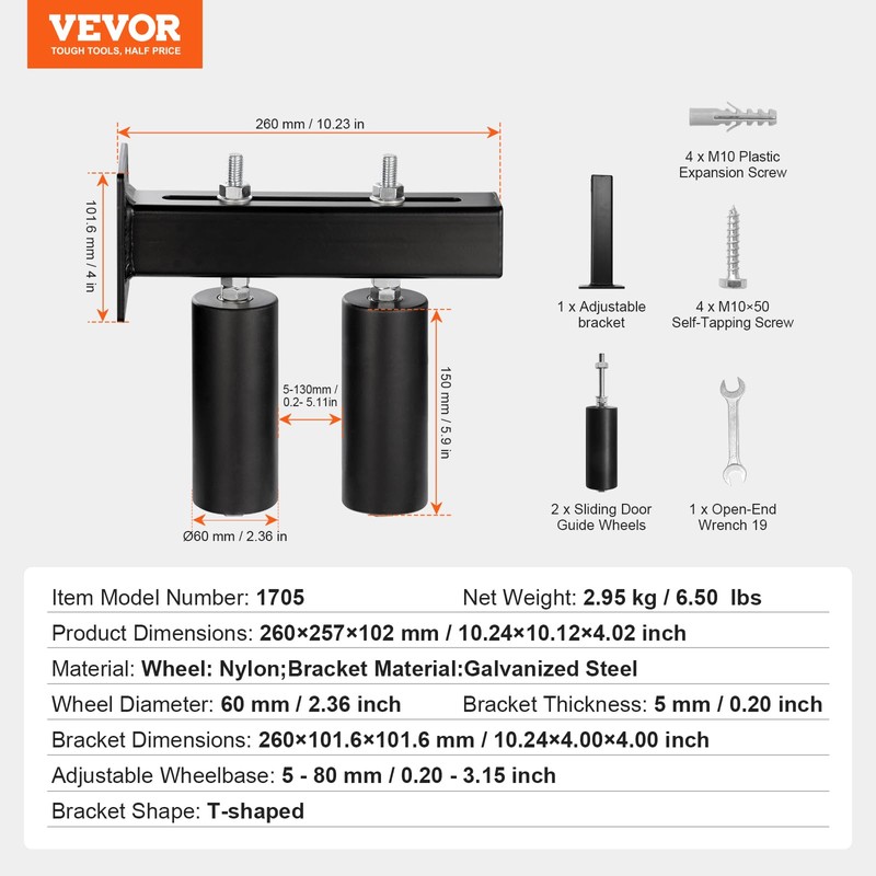 VEVOR Sliding Gate Kit, 6” Rolling Gate Hardware Kit with